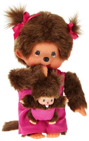 Maman Monchhichi avec bébé 20 cm
