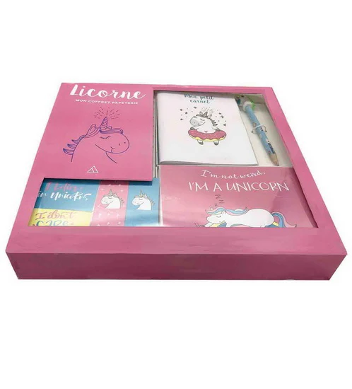 Mon coffret papeterie licorne