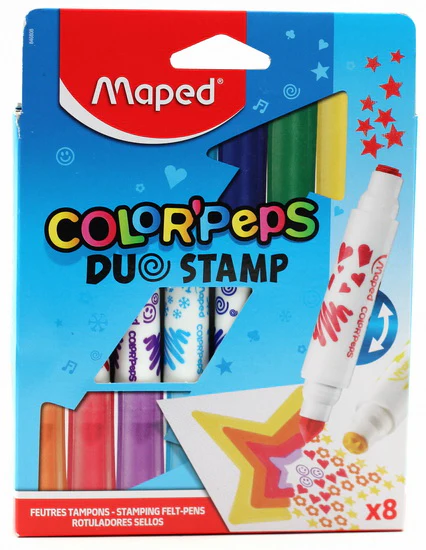 Ens. 8 feutres pointe double à tampons