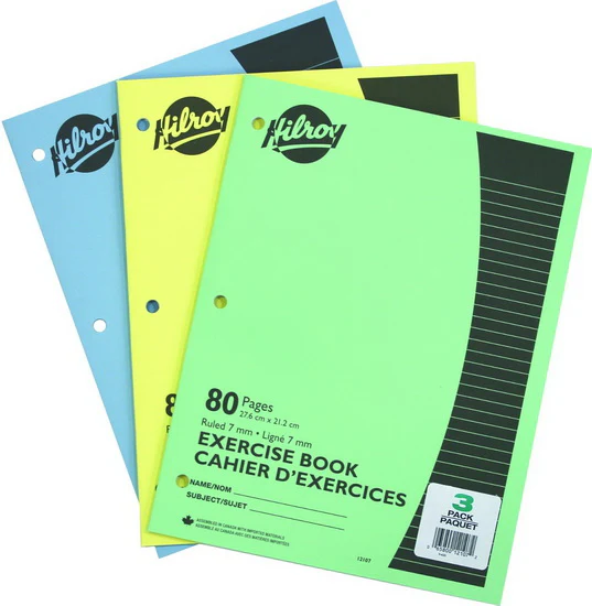 Cahier d'exercices ligné 3 trous 80p pqt 3