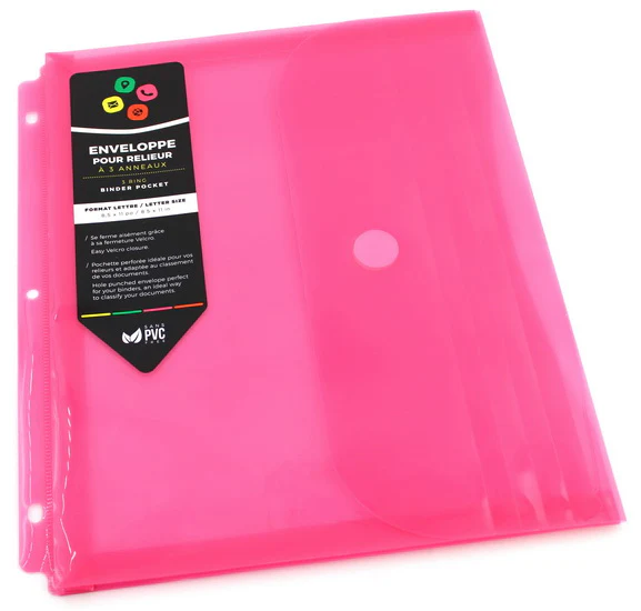 Env. poly relieur 3 anneaux rose