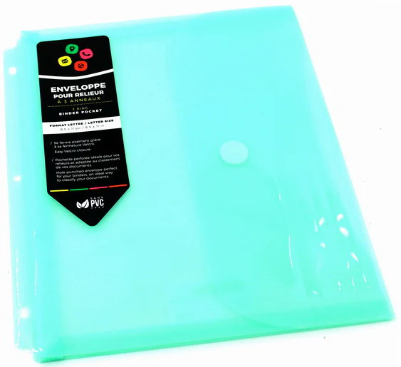 Env. poly relieur 3 anneaux turquoise