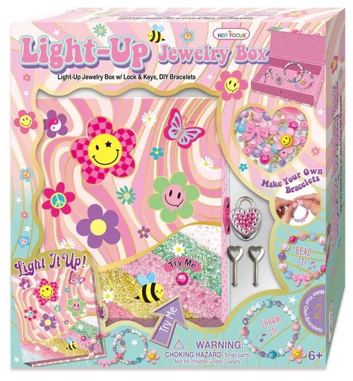 Boîte à bijoux illuminée et ens. création de bracelets