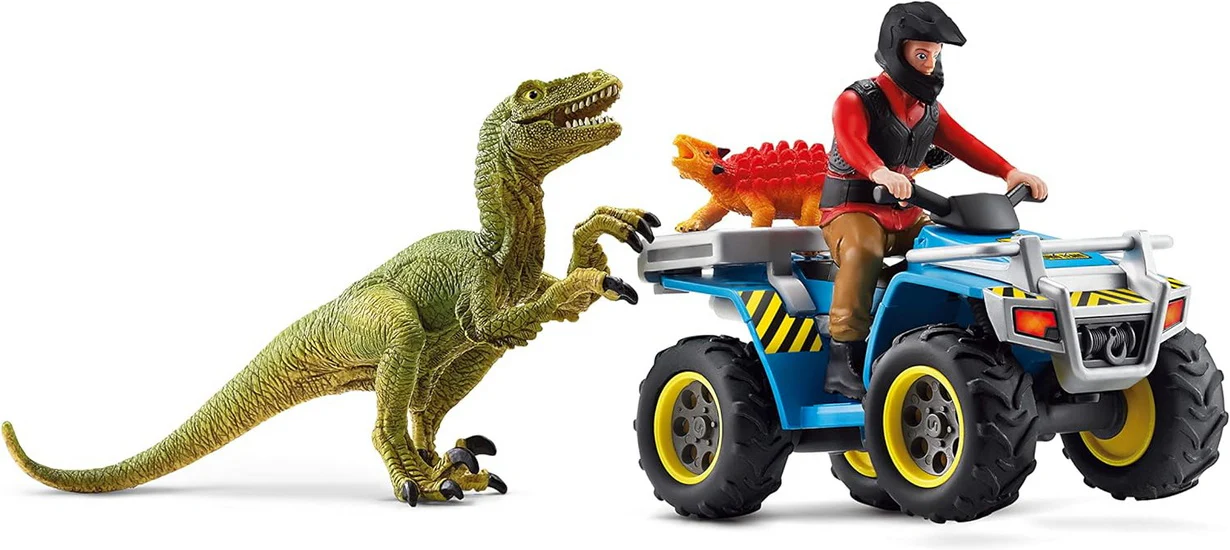 Quad et vélociraptor