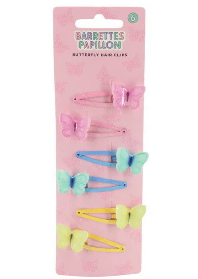 Ens. 6 barrettes papillons