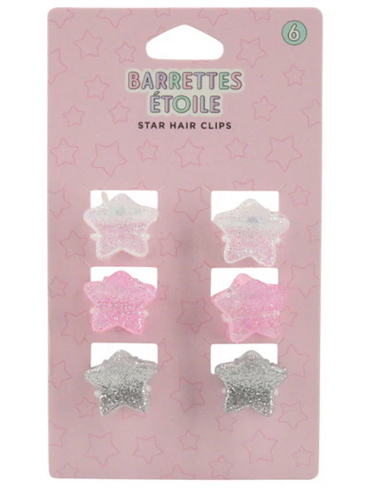 Ens. 6 barrettes étoiles scintillantes