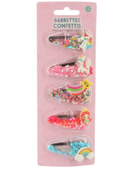 Ens. 5 barrettes confettis