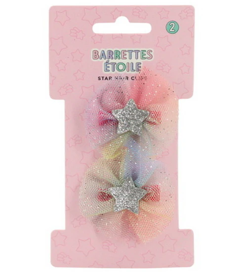 Ens. 2 barrettes étoiles et tulle
