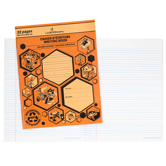 Petit cahier d'exercice interligné/pointillé LG orange